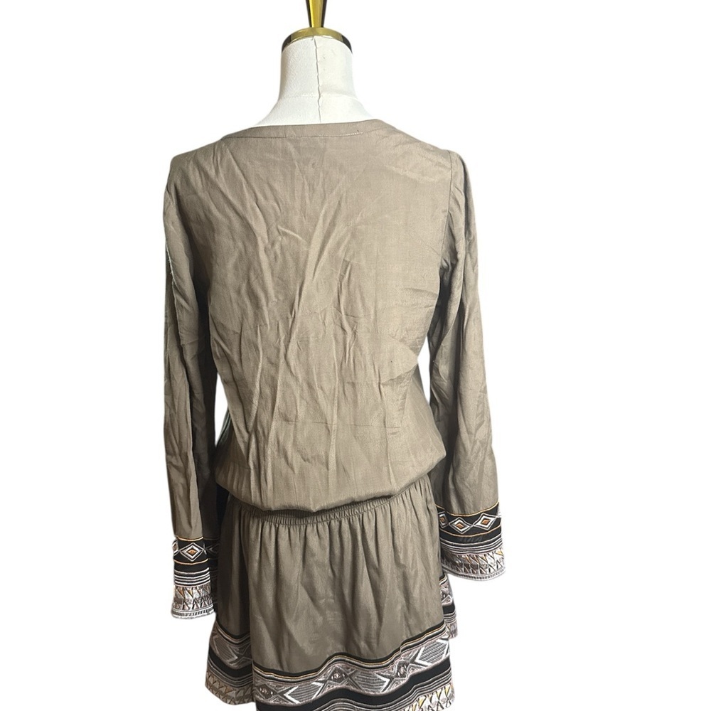 Haley Bob Olive Green Geometric Embroidered Mini Dress Size XS - Picture 4 of 9